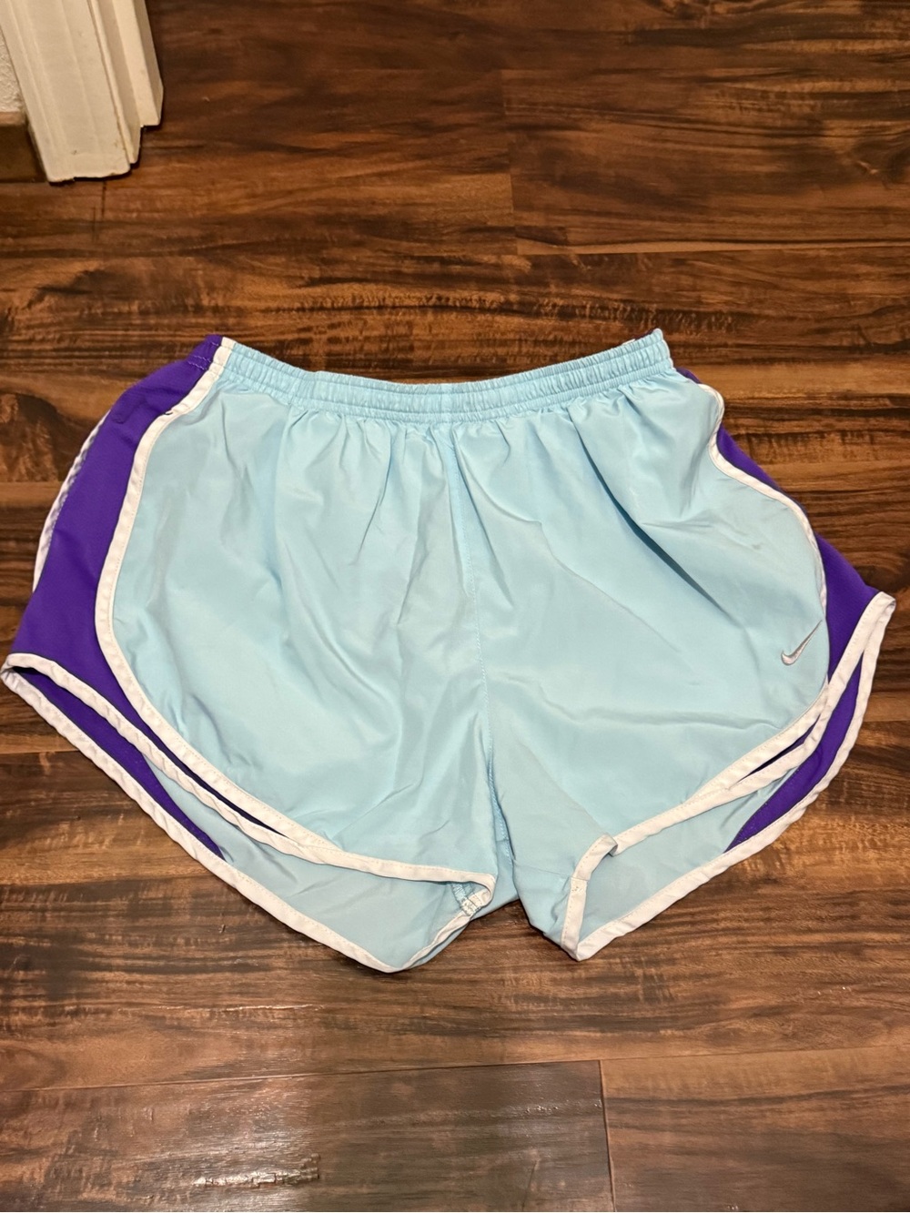 Nike Women's Tempo Track Shorts - Light Blue& Purple - Large